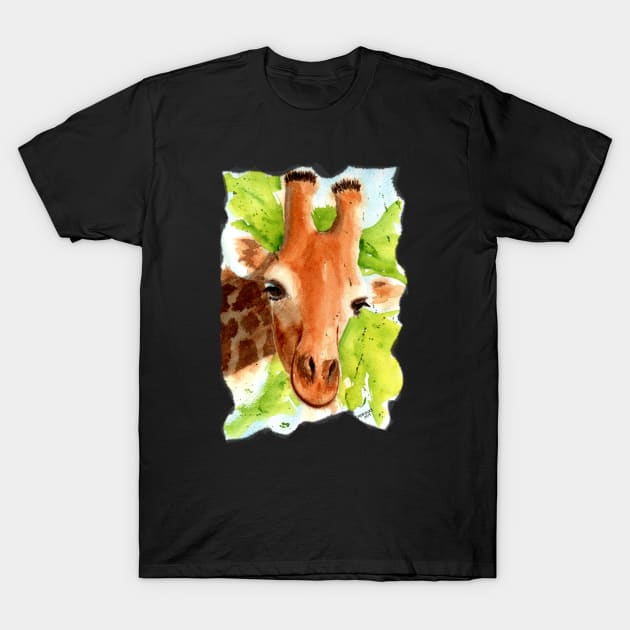 Watercolor Giraffe Portrait T-Shirt by MMcBuck